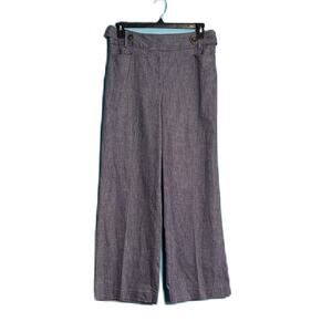 Talbots Wide Leg Blue Belted Trouser Pants Size 10